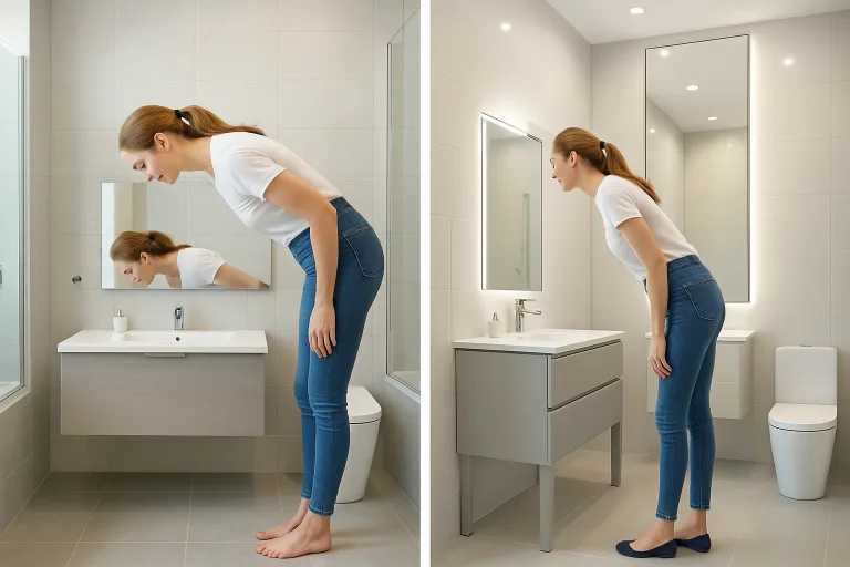 How Tall People Can Avoid Awkward Eye-Level Mirrors and Sinks