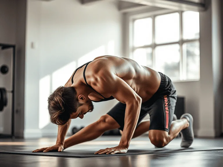"A tall person performing a plank exercise with correct form, focusing on building core strength and posture improvement."