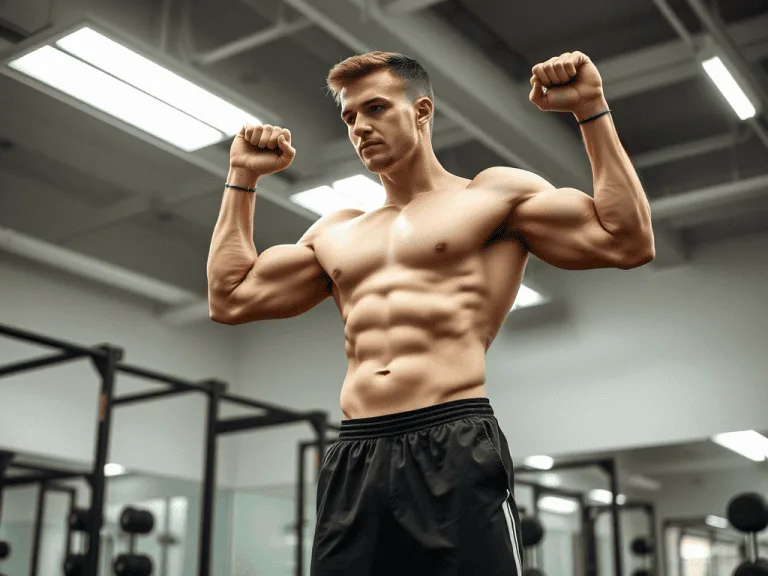 "A tall person performing a strength training exercise, focusing on correct form to prevent injury and build muscle effectively."